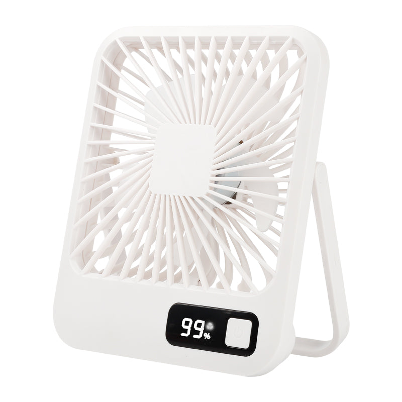 Q3 Digital Display Desk Fan USB Rechargeable 5 Speeds Ultra Thin Mute Cooling Fan (CE Certified)