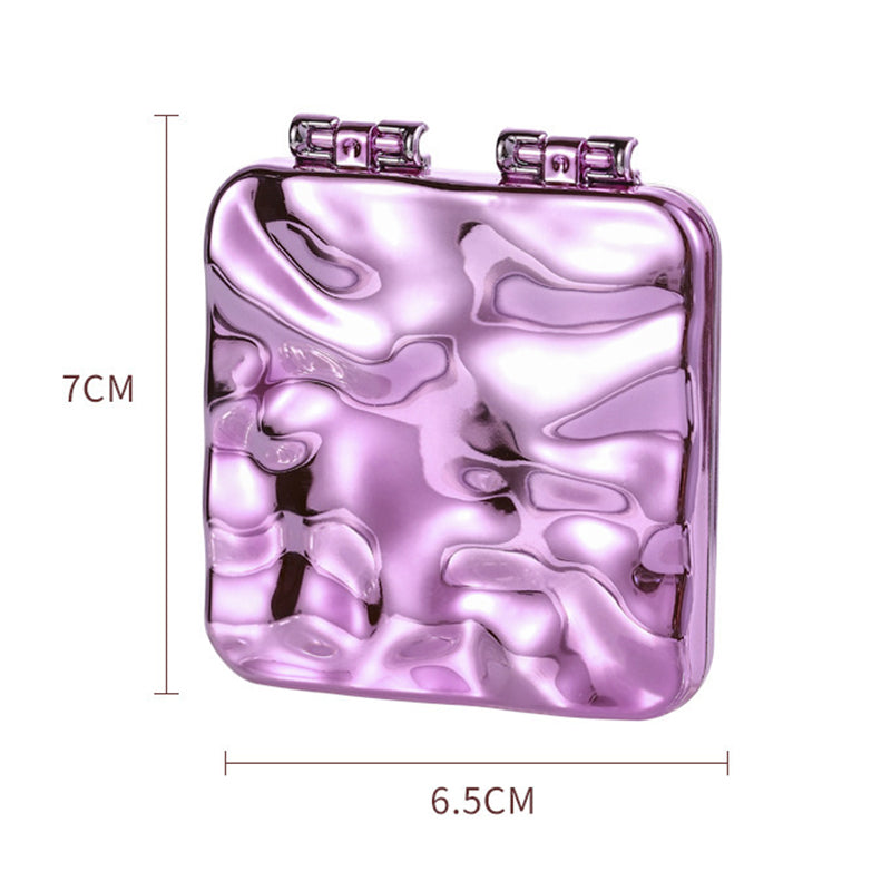 Mini Double Side ABS+Glass Electroplated Makeup Mirror Portable Folding Women Makeup Mirror
