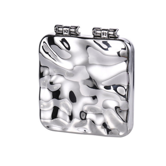 Mini Double Side ABS+Glass Electroplated Makeup Mirror Portable Folding Women Makeup Mirror