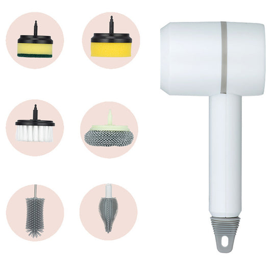 Electric Wireless Brush 3 Gears Cleaning Brush Strong Power Cleaning Tool with 6 Replaceable Brush Heads