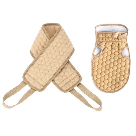 1 Set Fiber Cloth Body Exfoliating Bath Towel Back Skin Scrubber Strap Shower Bath Glove