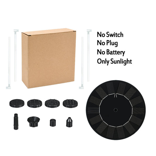 1.5W Solar Fountain Pump Garden Solar Powered Water Feature Pond Pump with 6 Nozzles for Bird Bath, Fish Tank