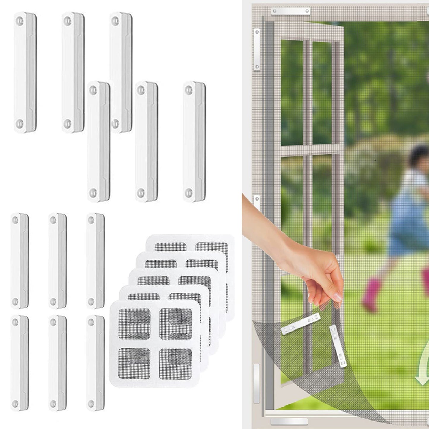12Pcs Punch Free Anti Mosquito Window Screen Magnetic Clip Window Screen Buckle with Patch