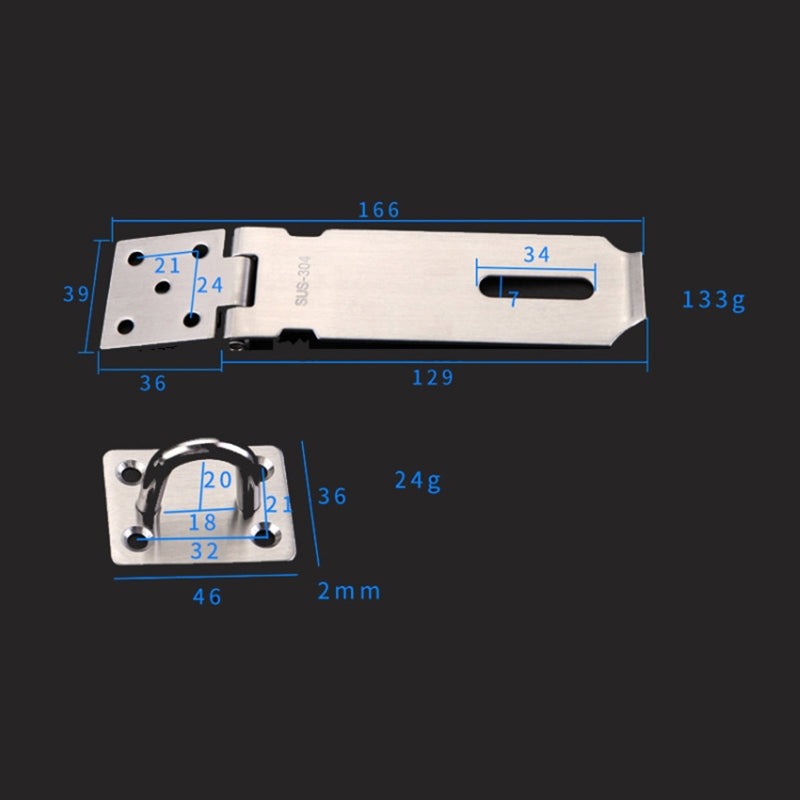 5-inch Door Security Padlock 304 Stainless Steel Anti-theft Hasp Latch for Window Cabinet