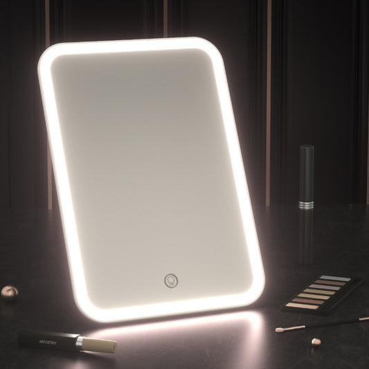 FLYMIRO 360 Degree Rotation LED Makeup Mirror with Light Tabletop Vanity Mirror