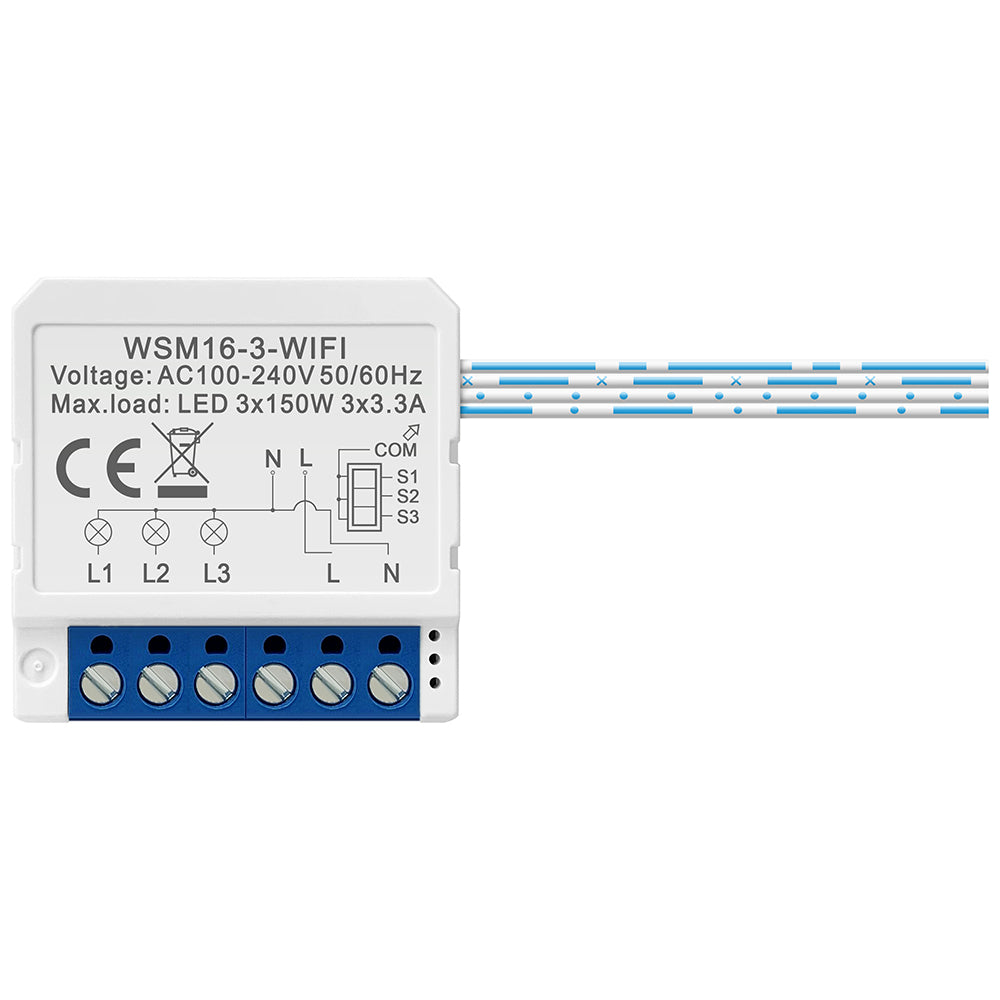 AVTTO WSM16 3-Gang Smart WiFi Switch APP Voice Control Mini DIY Light Switch Module