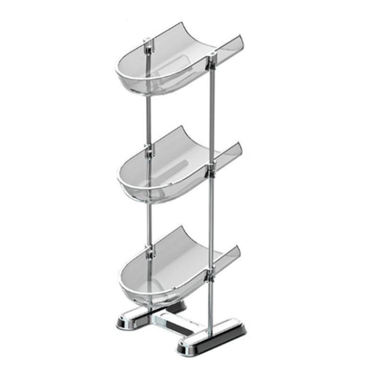 Three Layers Bathroom Stainless Steel Column Soap Holder Tray Draining Soap Dish Electroplating Storage Shelf