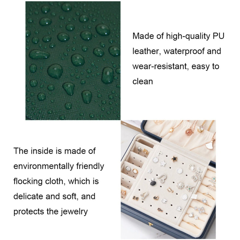 PU Leather Jewelry Box Necklace Ring Ear Studs Organizer Container Display Case, 17x12x8cm