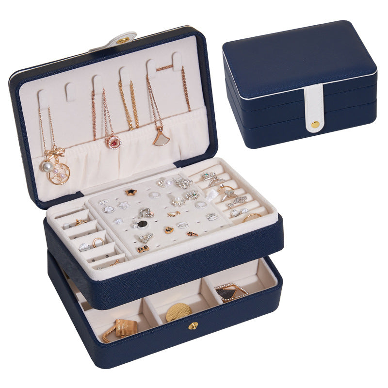 PU Leather Jewelry Box Necklace Ring Ear Studs Organizer Container Display Case, 17x12x8cm