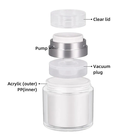 30ML Vacuum Cream Storage Bottle Lotion Dispenser Mini Makeup Airless Pump Cream Jar Container (Dual-Layer)
