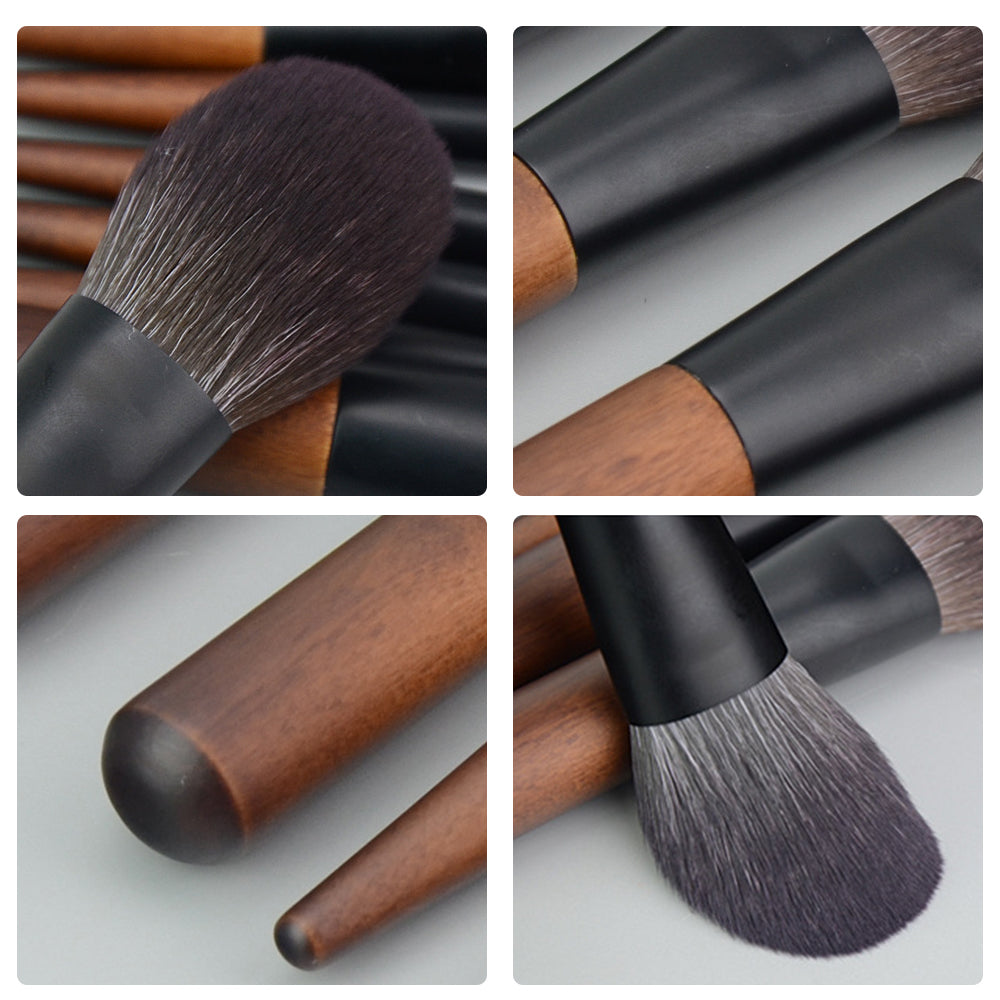 12Pcs Portable Makeup Brush Set Mini Cosmetic Brush Kit for Foundation Powder Lipstick Highlight Eyeshadow