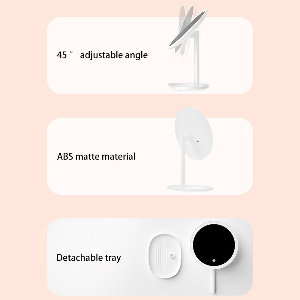 XIAOMIYOUPIN JORDAN&JUDY NV543 8-inch HD Makeup Mirror Desktop LED Fill Light Beauty Mirror with 3-Color Dimming