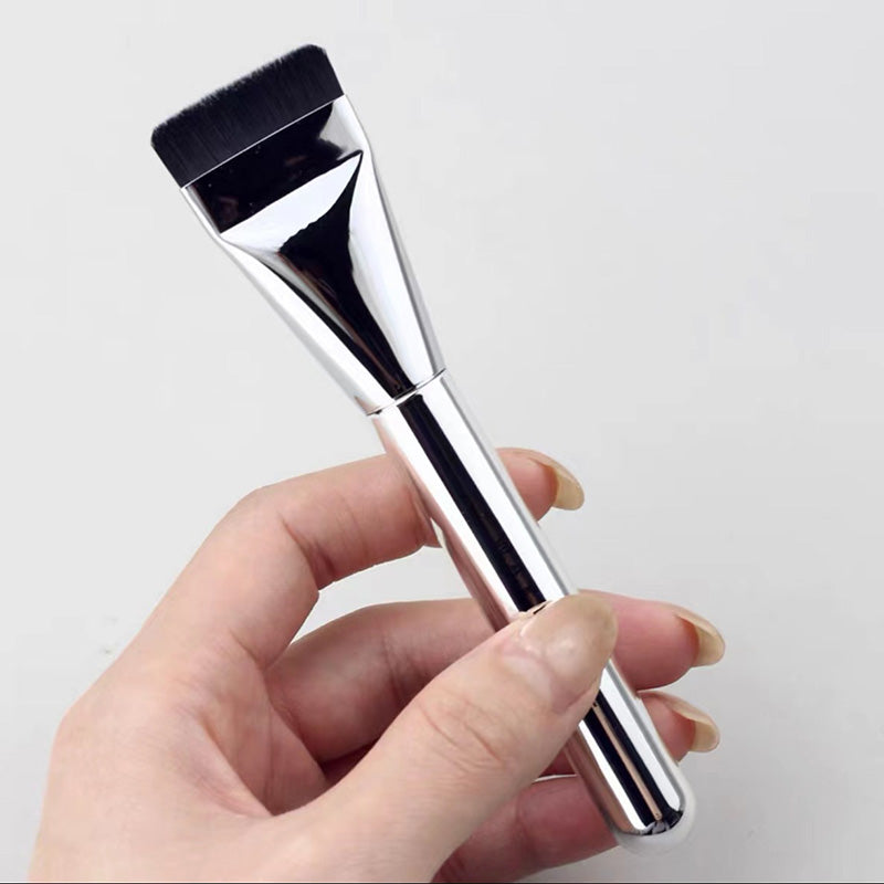 Copper Handle Soft Fiber Concealer Brush Flat Top Under Eye Concealer Brush Makeup Tool for Foundation Blending