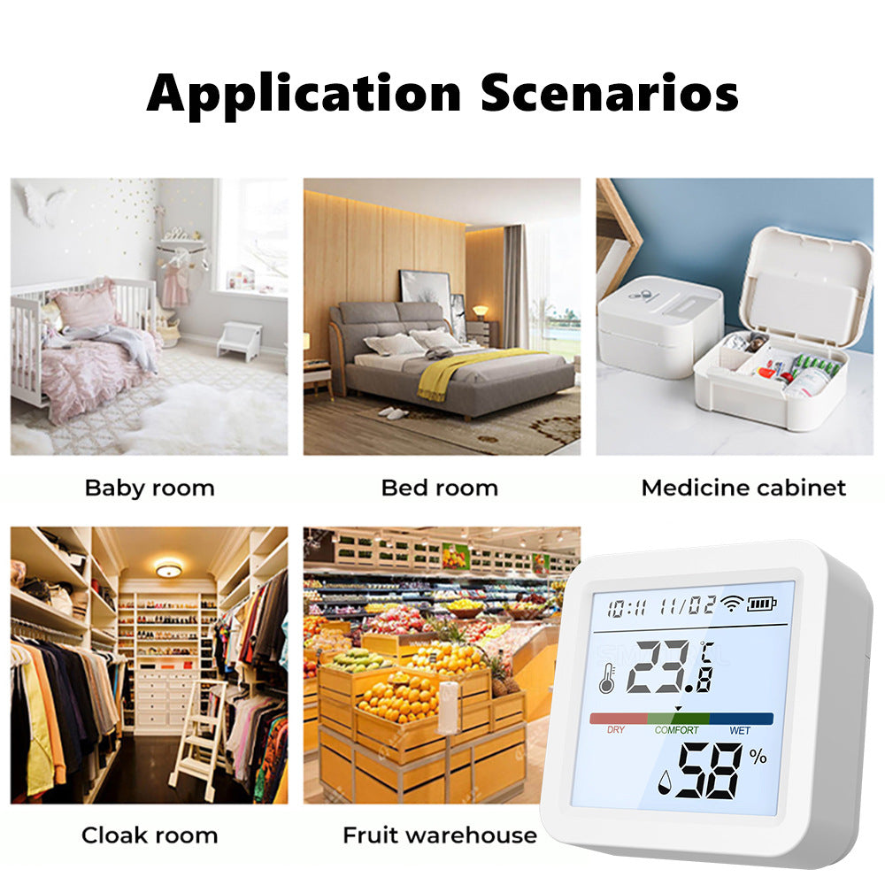 Tuya Smart WiFi Bluetooth Dual Mode Temperature and Humidity Meter Home Battery Operate Temperature-Humidity Tester