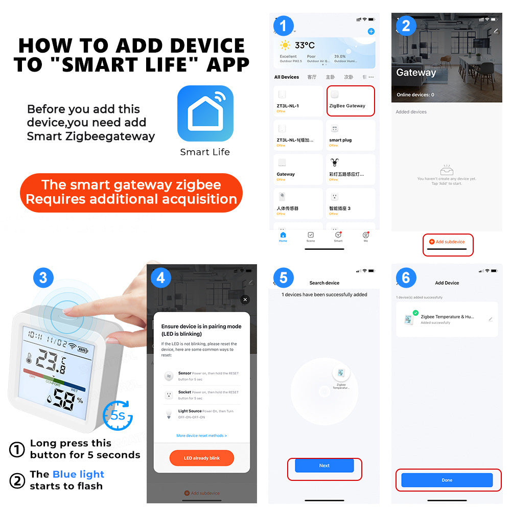 Tuya Smart WiFi Bluetooth Dual Mode Temperature and Humidity Meter Home Battery Operate Temperature-Humidity Tester