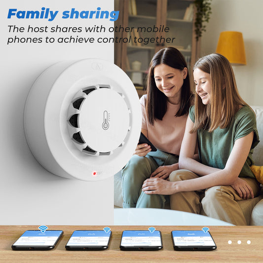 228WT-W 2-in-1 WiFi Smoke Detector with Temperature & Humidity Sensor Support Sound Alarm / Voice Control