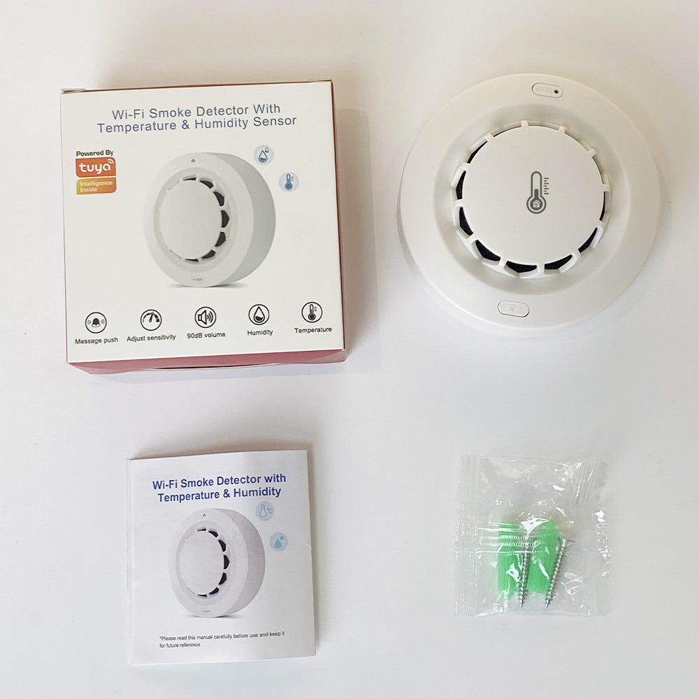 228WT-W 2-in-1 WiFi Smoke Detector with Temperature & Humidity Sensor Support Sound Alarm / Voice Control