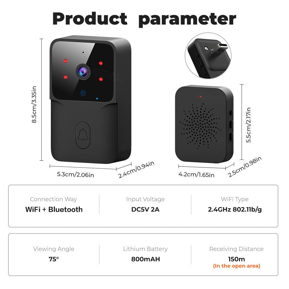 ML005 Tuya Wireless Smart WiFi Doorbell HD Camera USB Home Phone Remote Video Intercom Monitor