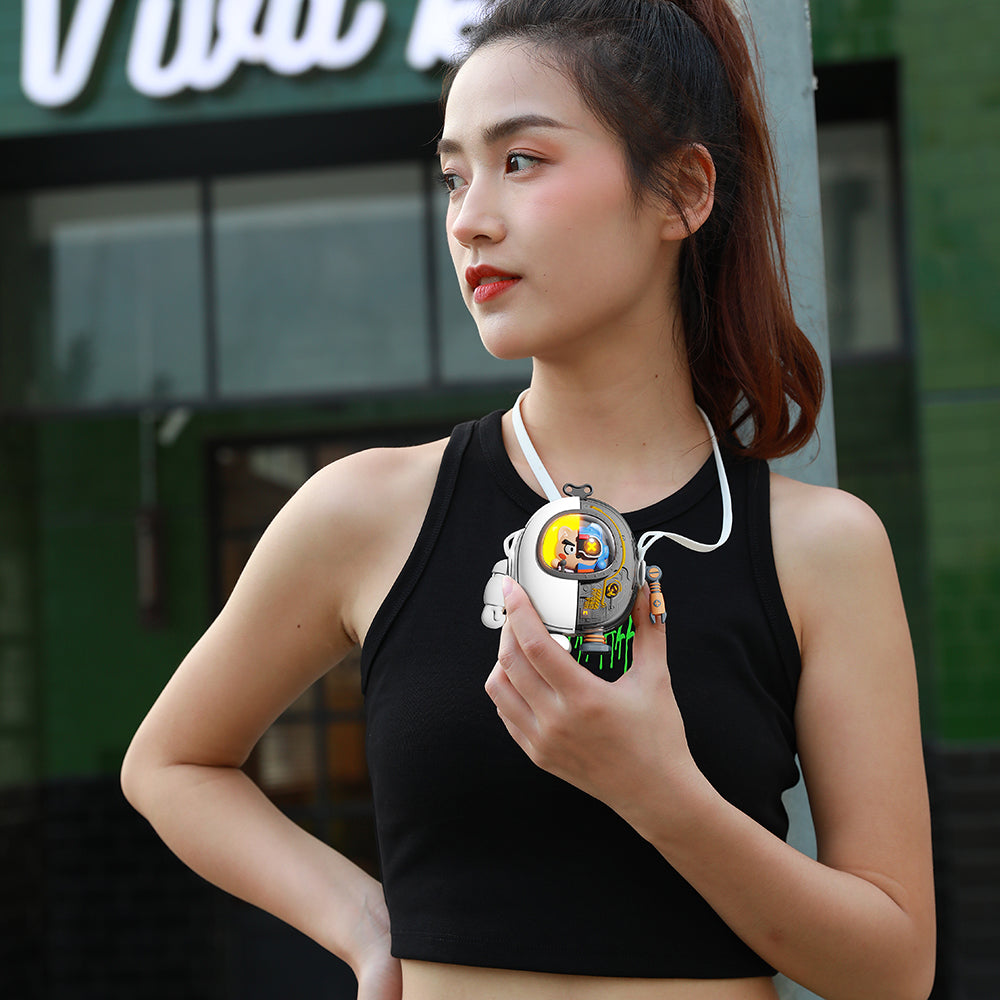MF060 Mecha Style Neck-Mounted Fan 3 Speed Brushless Handheld Cooling Fan , 900mAh Battery (CE Certificate)