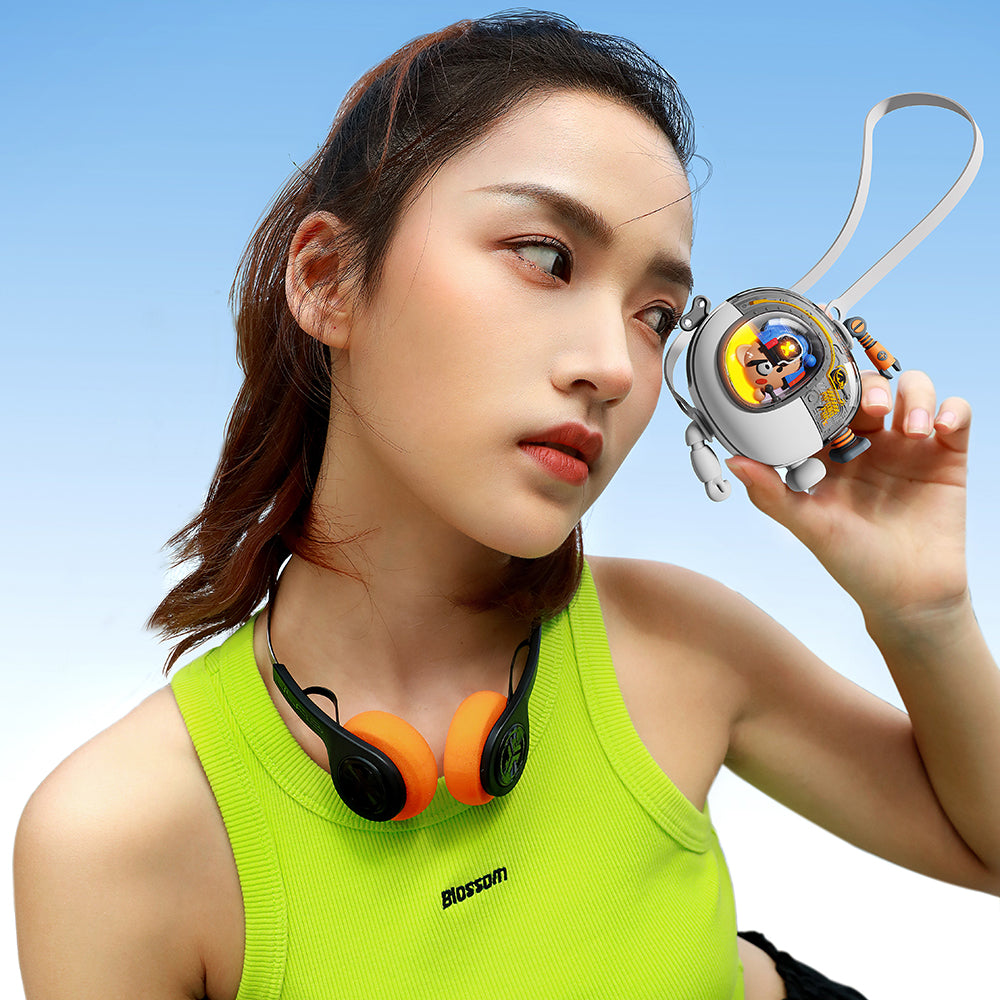 MF060 Mecha Style Neck-Mounted Fan 3 Speed Brushless Handheld Cooling Fan , 900mAh Battery (CE Certificate)