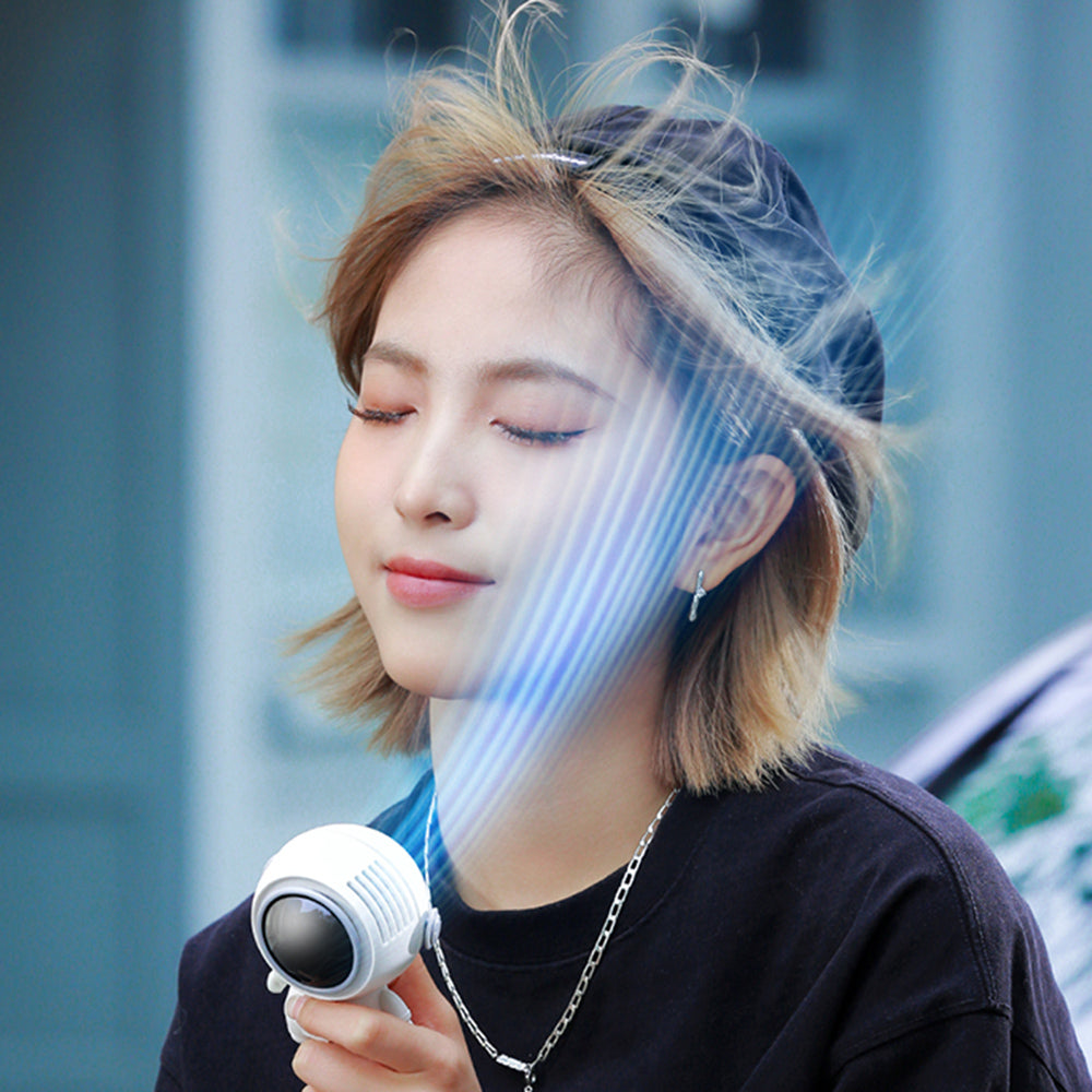 MF040 Spaceman Shape Silent Cooling Fan Mini Handheld Neck-mounted Fan , 3 Speed Mode 900mAh Battery (CE Certificate)