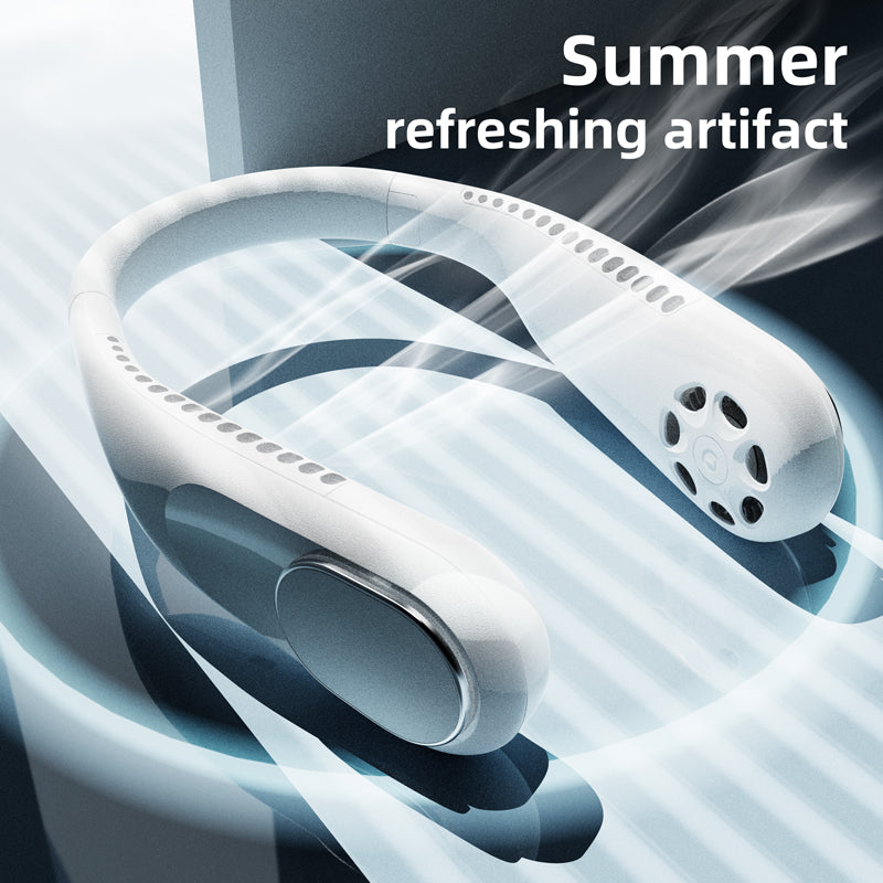 F60 Portable USB Charging Hanging Neck Mini Cooling Fan Summer Bladeless Fan Cooler