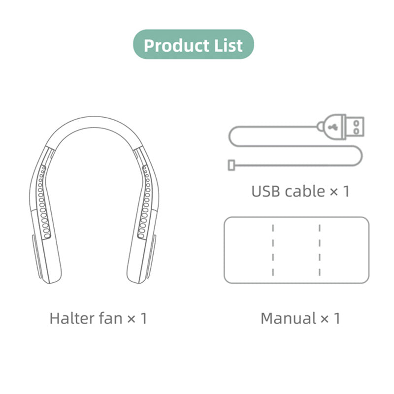 F60 Portable USB Charging Hanging Neck Mini Cooling Fan Summer Bladeless Fan Cooler