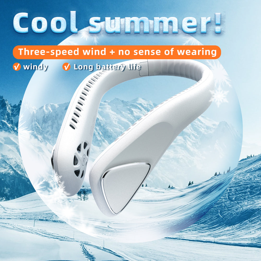 F70 Outdoor Sports Neck Fan 3 Gears Low Noise Summer Cooling Bladeless Neck-mounted Fan