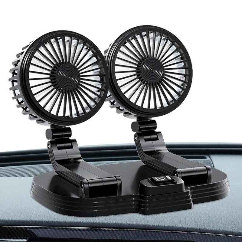9626 360 Degree Rotation Double Head Car Cooling Fan Rechargeable Two Speeds Desk Fan