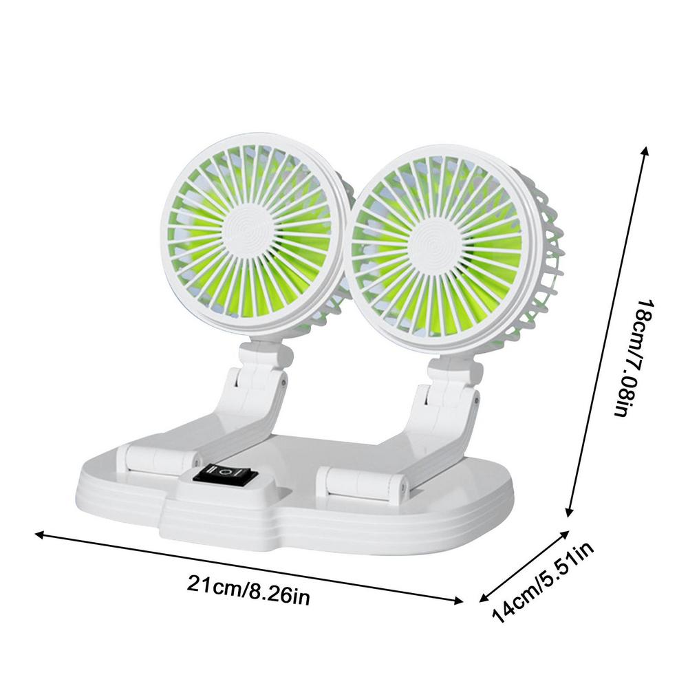 9626 360 Degree Rotation Double Head Car Cooling Fan Rechargeable Two Speeds Desk Fan