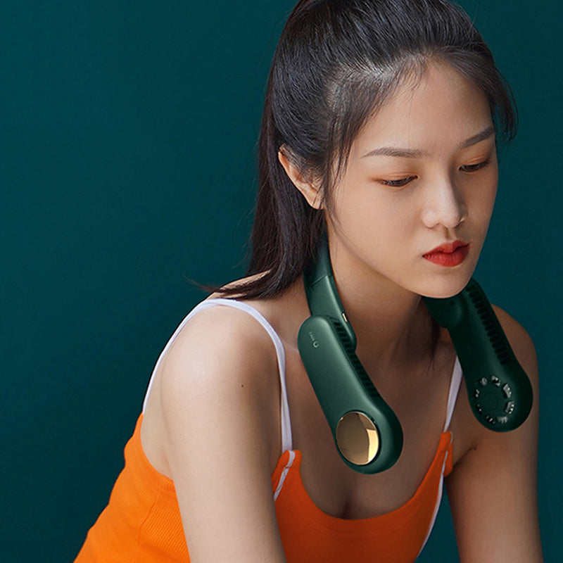 MF017 Neck Fan 2400mAh Rechargeable Bladeless Neck Fan Wearable Quiet Fan Cooler