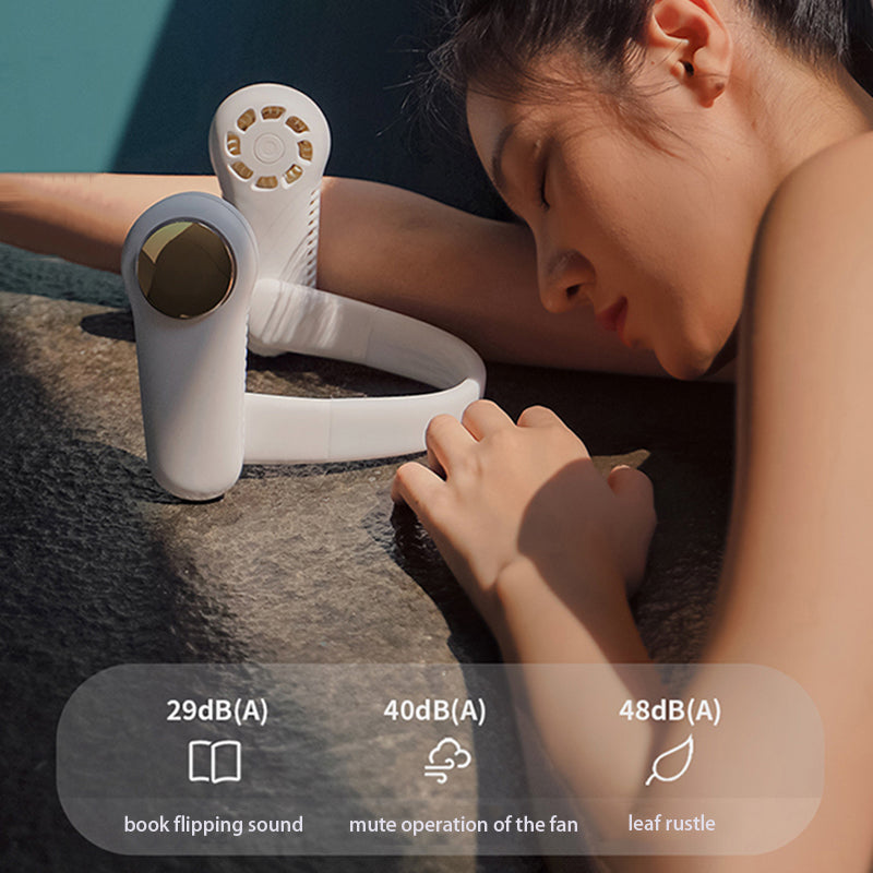 MF017 Neck Fan 2400mAh Rechargeable Bladeless Neck Fan Wearable Quiet Fan Cooler