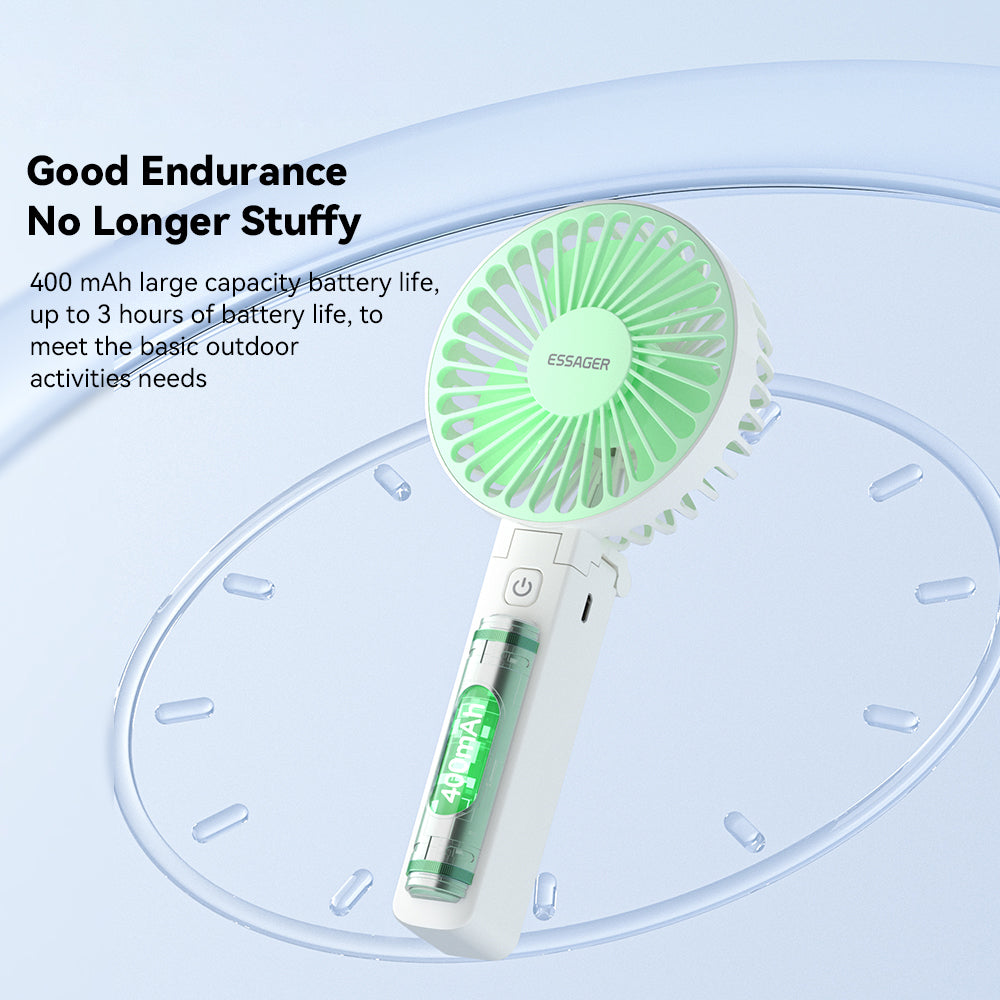 ESSAGER Foldable Mini Desktop Hand-held ABS Fan Cooler Rechargeable Summer Cooling Fan