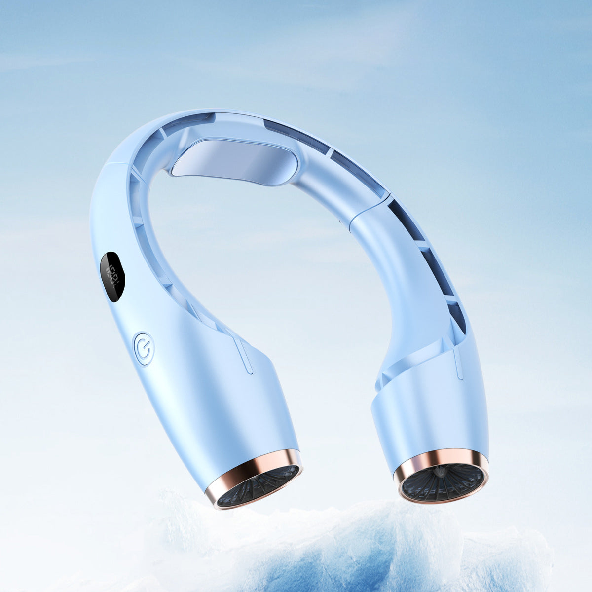 Portable Neck-Mount Cooling Fan Digital Display Bladeless Fan Wearable Personal Air Cooler