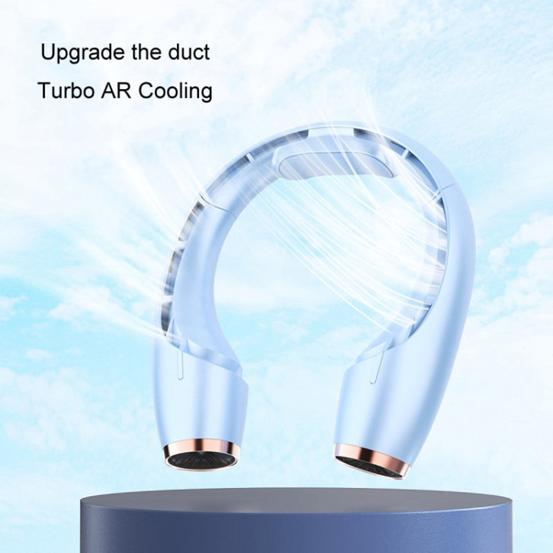 Portable Neck-Mount Cooling Fan Digital Display Bladeless Fan Wearable Personal Air Cooler