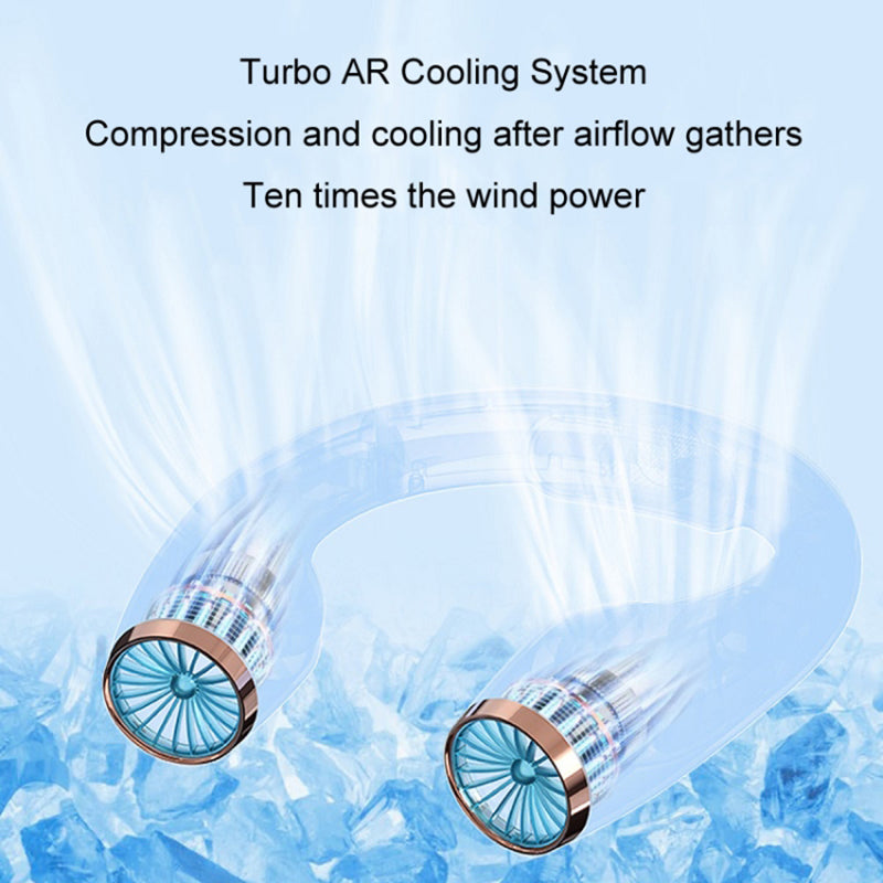 Portable Neck-Mount Cooling Fan Digital Display Bladeless Fan Wearable Personal Air Cooler