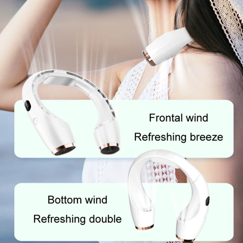 Portable Neck-Mount Cooling Fan Digital Display Bladeless Fan Wearable Personal Air Cooler