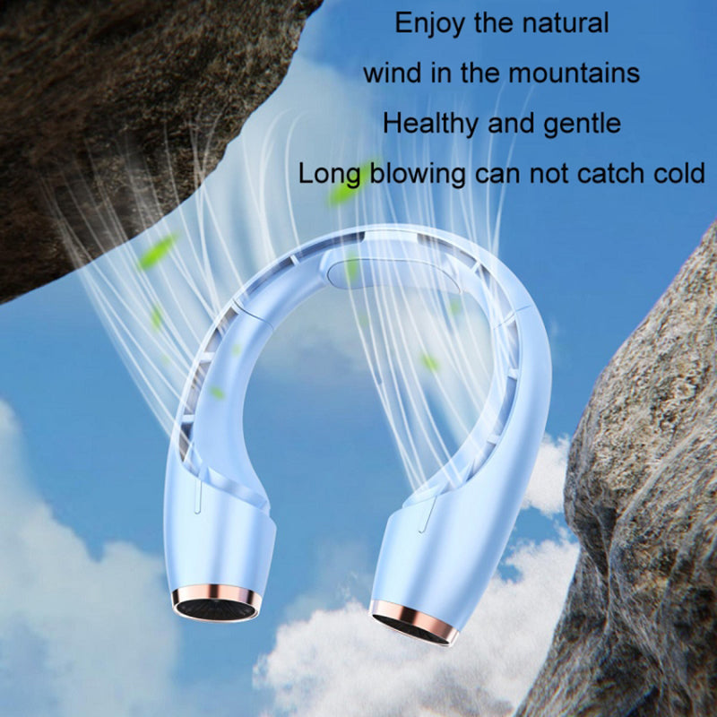 Portable Neck-Mount Cooling Fan Digital Display Bladeless Fan Wearable Personal Air Cooler