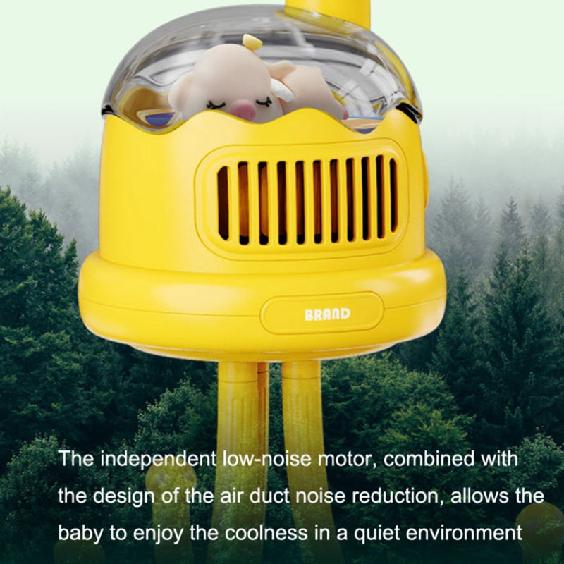 Stroller Cooling Fan Flexible Tripod Clip-on Silent Fan Handheld Personal Fan for Dormitory (No Shaking)