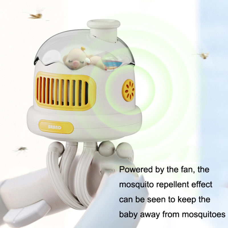 Stroller Cooling Fan Flexible Tripod Clip-on Silent Fan Handheld Personal Fan for Dormitory (No Shaking)
