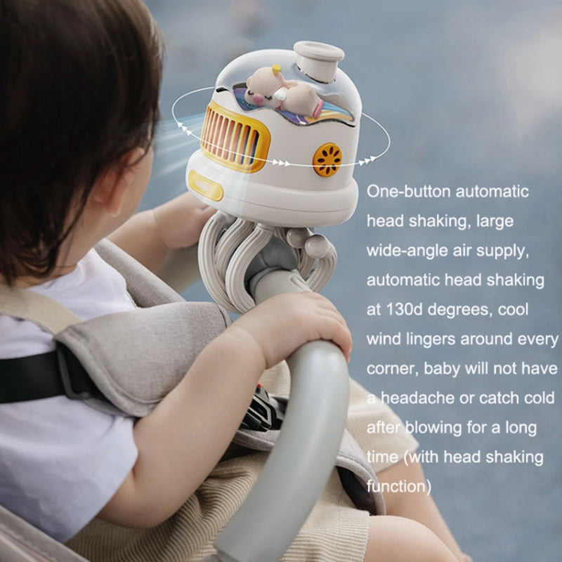 Stroller Cooling Fan Flexible Tripod Clip-on Silent Fan Handheld Personal Fan for Dormitory (No Shaking)