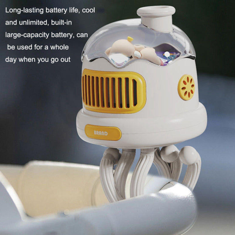 Stroller Cooling Fan Flexible Tripod Clip-on Silent Fan Handheld Personal Fan for Dormitory (No Shaking)