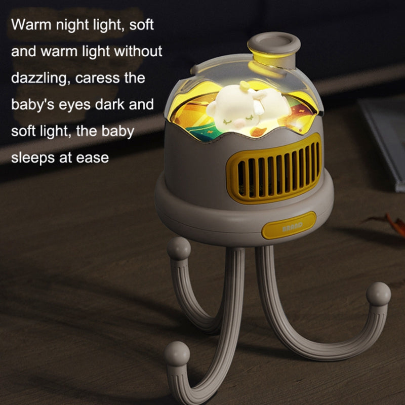 Stroller Cooling Fan Flexible Tripod Clip-on Silent Fan Handheld Personal Fan for Dormitory (No Shaking)