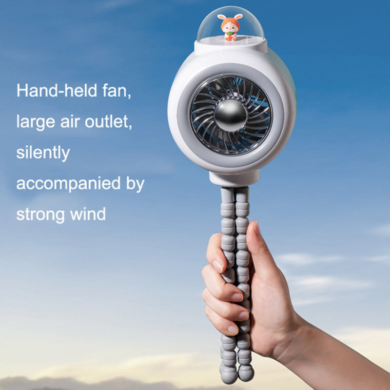 Cute Rabbit Silent Stroller Fan Flexible Tripod Clip-on Cooling Fan Handheld Air Cooler for Indoor Outdoor (No Rotating)