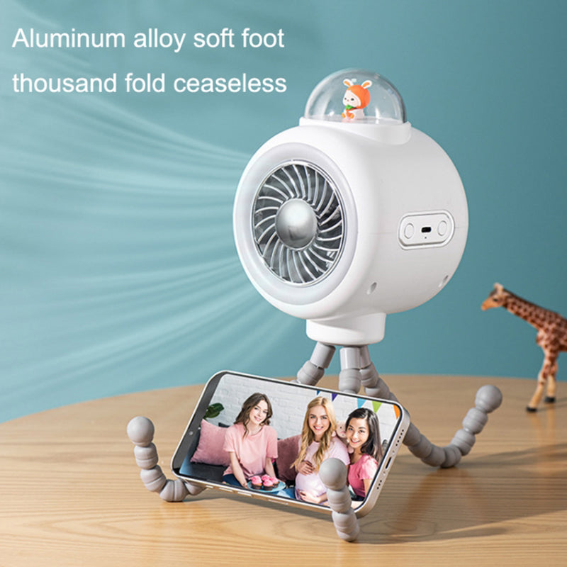 Cute Rabbit Silent Stroller Fan Flexible Tripod Clip-on Cooling Fan Handheld Air Cooler for Indoor Outdoor (No Rotating)