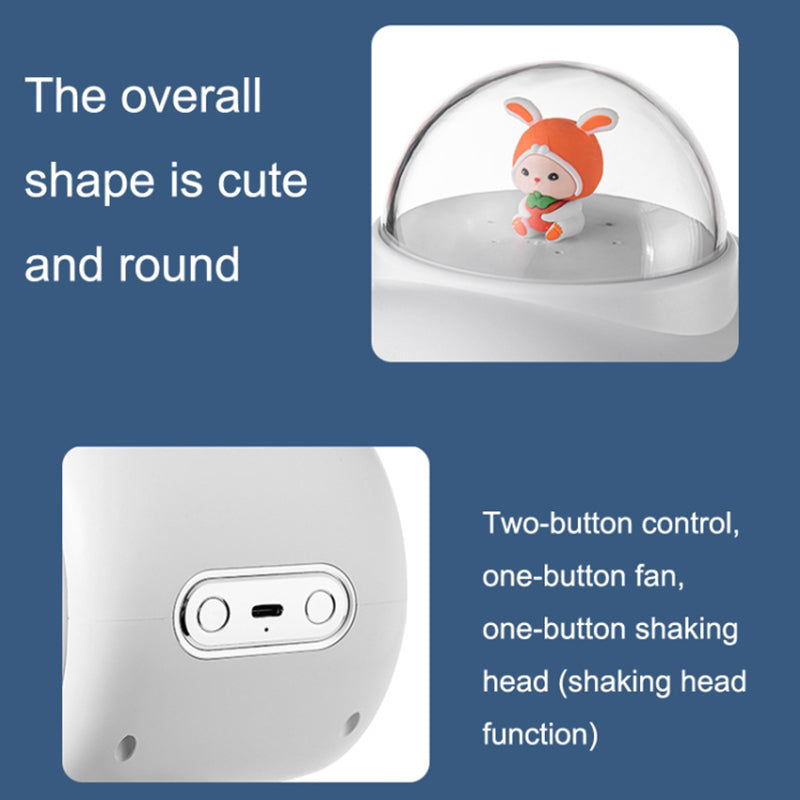 Cute Rabbit Indoor Outdoor Cooling Fan Flexible Tripod Clip-on Stroller Fan Handheld Silent Rotating Air Cooler