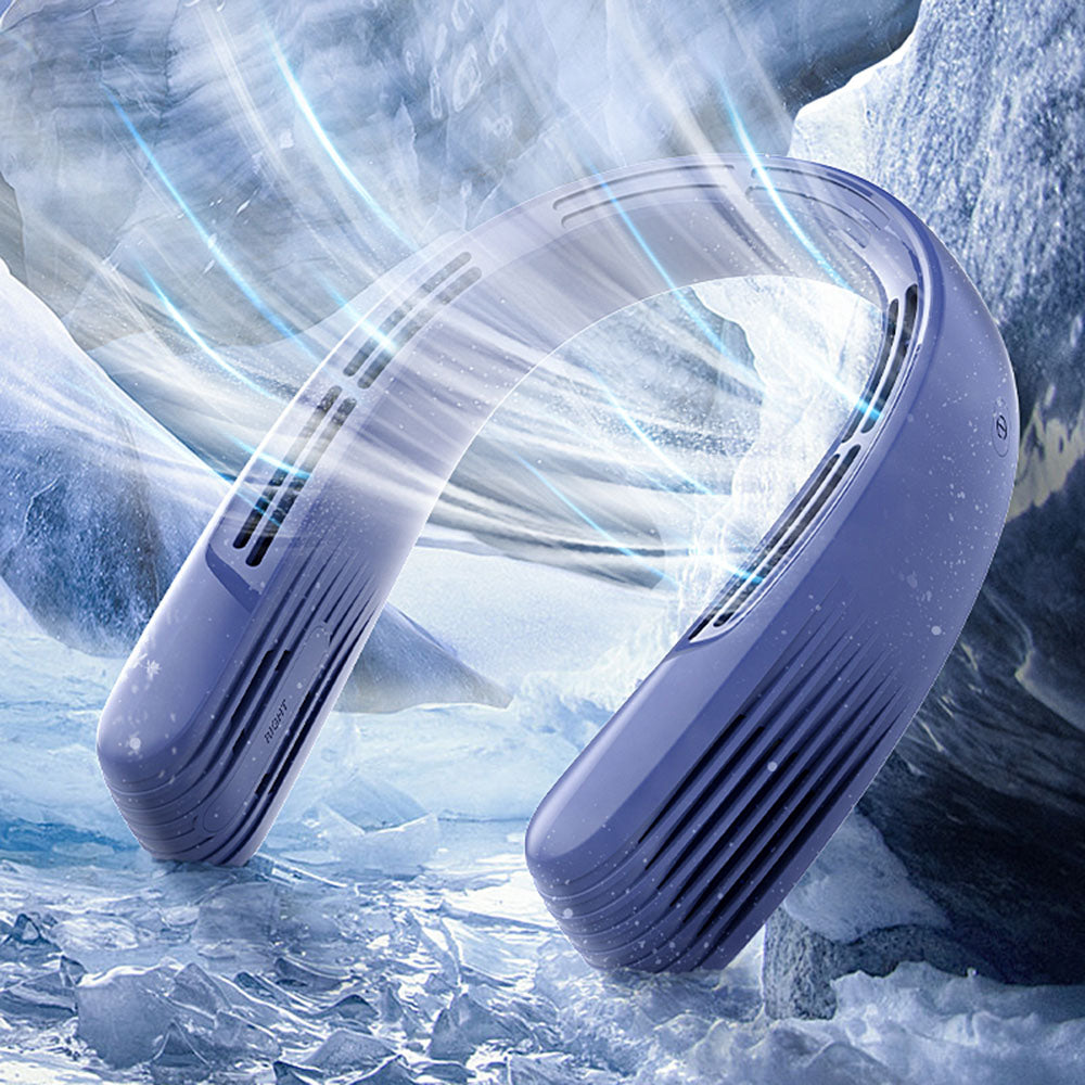 F69 Portable ABS Hanging Neck Cooling Fan Lazy Mute Turbo Bladeless USB Charging Fan Cooler
