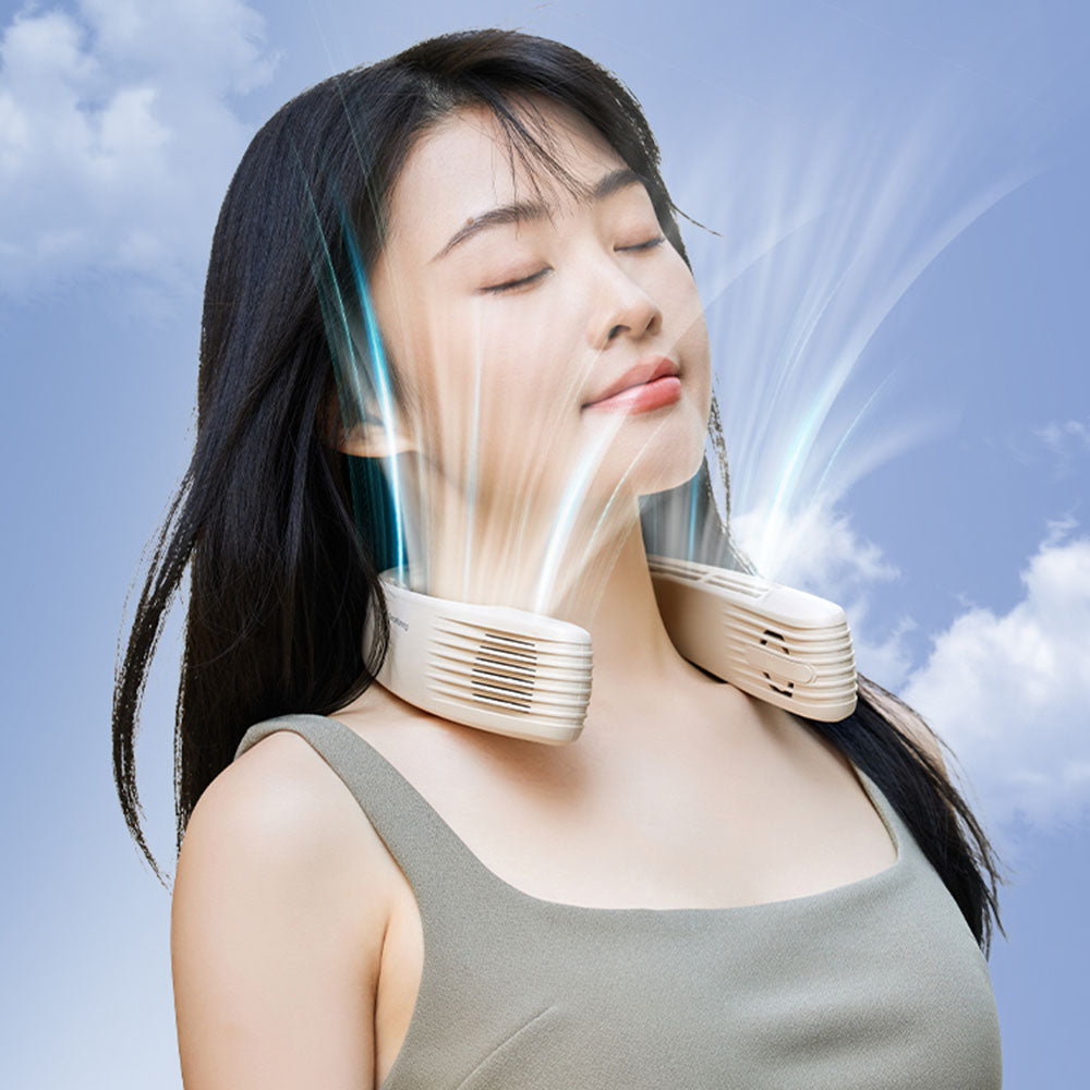 F69 Portable ABS Hanging Neck Cooling Fan Lazy Mute Turbo Bladeless USB Charging Fan Cooler