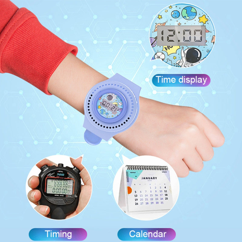 USB Rechargeable Portable Mini Fan Children Handheld Cooling Fan (Digital Time Version)