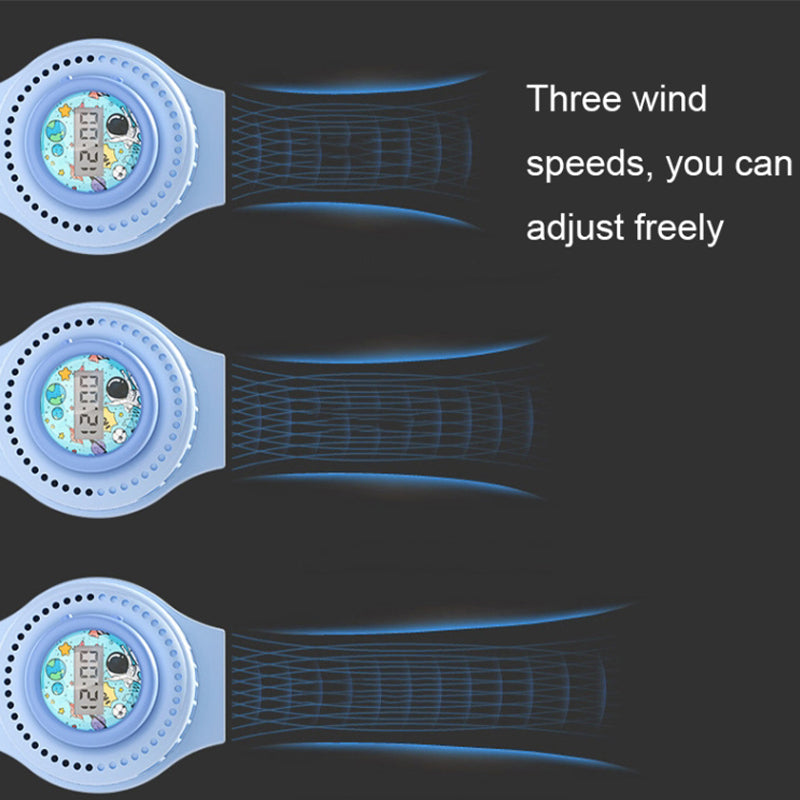 USB Rechargeable Portable Mini Fan Children Handheld Cooling Fan (Digital Time Version)